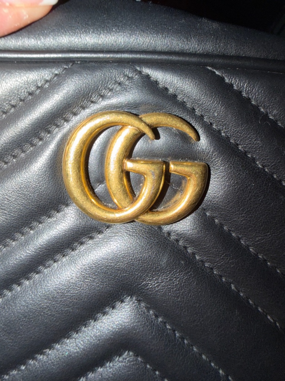 Gucci Black Chevron Quilted Leather Crossbody with Gold Double G - Picture 14 of 16